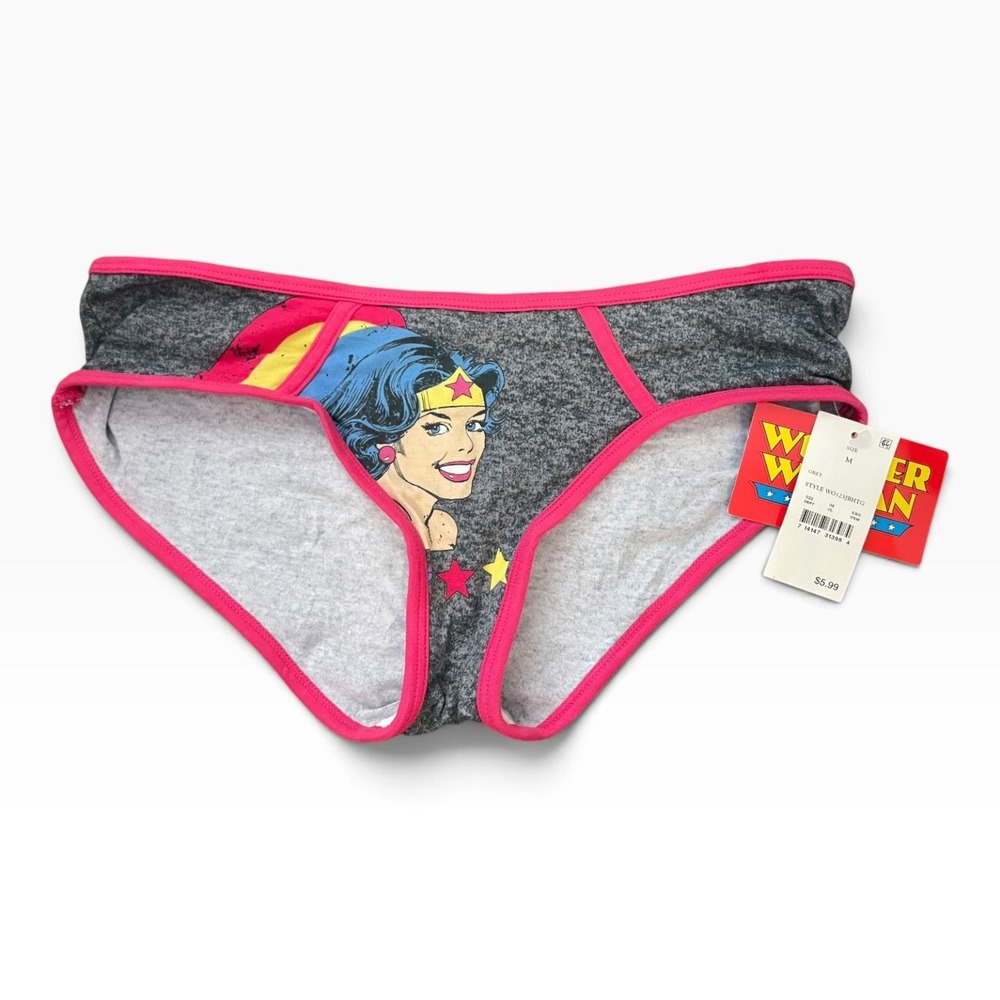 Wonder Woman Women's Panties Grey Pink Graphic Brief Underwear Size M NWT